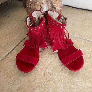 Michael Kors Billy Fringe Red Sandals Sz 7